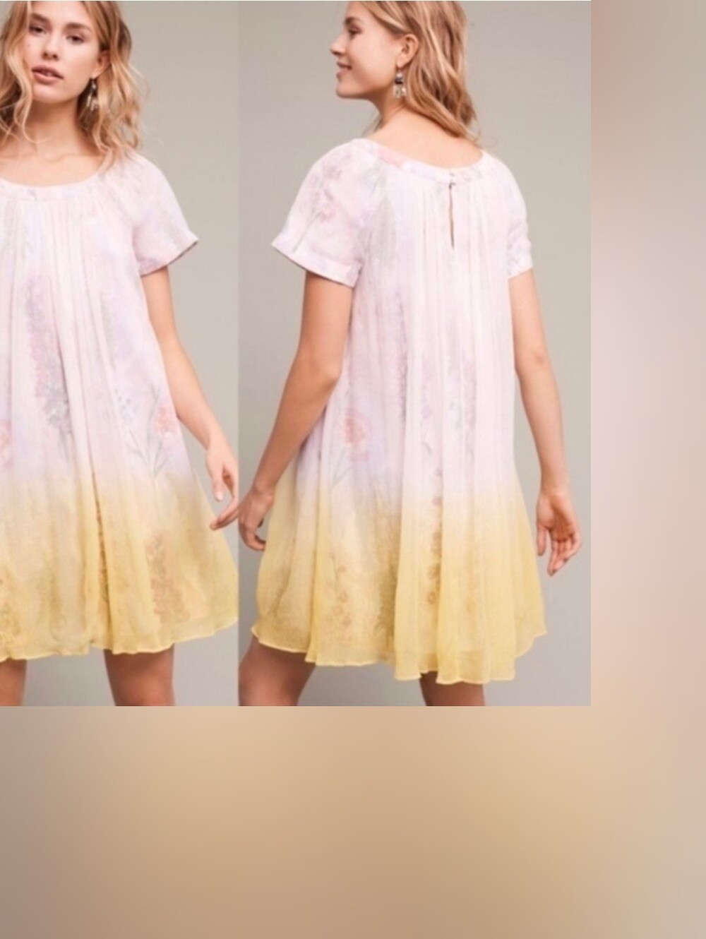 HD in Paris Anthropologie Women’s Dipped Chroma Swing Floral Chiffon Shift Dress